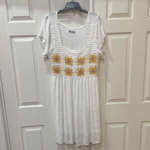 SO White Mini Dress with Yellow Floral Accents